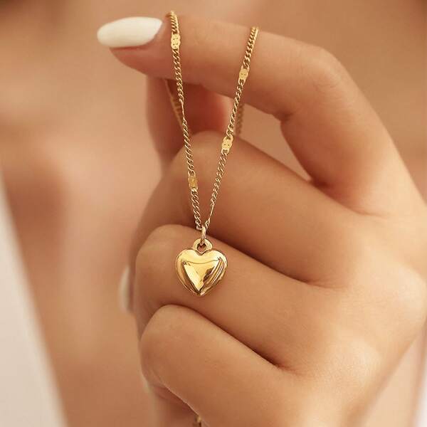 1pc Minimalist Luxurious Adjustable Chain Heart-Shaped Pendant Necklace, Suitable For Cute Girls