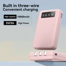 Bộ sạc điện thoại mini di động 10000mAh 5 màu tùy chọn, Đầu ra 4 USB, Tích hợp Type-C, Micro, Dùng để sạc cáp cho iPhone, Bộ pin USB-A mỏng và nhẹ, Sạc điện thoại ngoài, Thích hợp cho iPhone 6 7 8 X XR 11 12 13 14 15 16 Pro Max Series Sạc siêu nhanh, Màn hình hiển thị nguồn LED, Thiết bị sạc di động có cổng USB và Type-C, Pin lithium polymer an toàn và ổn định Thích hợp cho các hoạt động vui chơi ngoài trời, Mua sắm, Du lịch, Nguồn điện di động cho Apple iPhone, iPad, Điện thoại Android, Quà tặng cho gia đình, bạn bè, Sinh nhật, Giáng sinh, Mùa đông, Năm mới - Hồng - Xem 8