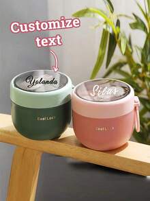 1 szt. Przenośny pojemnik bento z niestandardową nazwą, potrójna kratka na lunch, wbudowane sztućce, widelec i łyżka, pojemnik do przygotowywania posiłków z potrójną klamrą, klapka z klapką do uporządkowanych posiłków, idealny do pracy, szkoły i w podróży, oszczędzający miejsce, stylowy, uroczy, kolorowy, spersonalizowany, wyjątkowy, idealny prezent dla przyjaciół, syna, córki, uczniów, pracowników, szkoły, domu, biura - Wielokolorowe - Zobacz 2