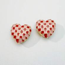 2 piezas/Set Cubiertas de botones con forma de corazón de doble color a cuadros, cubiertas de botones decorativas para camisas unisex, múltiples colores disponibles, sin necesidad de coser, se colocan en 3 segundos, adecuadas para uso diario en la oficina, citas y regalos de negocios para días festivos. Regalos de días festivos - Corazón - Ver 10