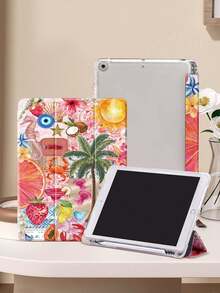 椰子、棕榈树、芙蓉花图案保护套，兼容 iPad (A16) 第 11 代 11 英寸 (2025)、Apple iPad Air 11 (2025)、iPad 第 10 代 10.9 英寸 (2022)，带 Apple Pencil 插槽、三折支架、自动唤醒/睡眠功能，是返校、情人节、节日送礼佳品。 - 彩色 - 查看 2