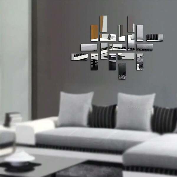 Pegatina de espejo acrílico de 15x6cm, decoración de espejo autoadhesiva y creativa para sala de estar, escalera, dormitorio, baño