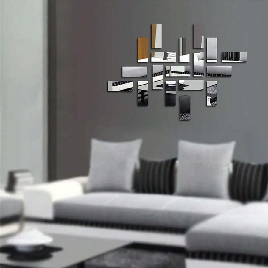 15x6cm Acrylic Mirror Wall Sticker, Self-Adhesive Creative Mirror Decor For Living Room, Staircase, Bedroom, Bathroom - Multicolor - View 1