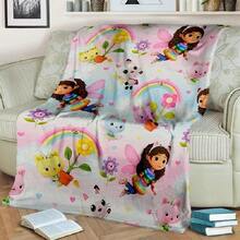 2025 New Style Gabbys Dollhouse Cartoon Girl Gift Blanket,Soft Throw Blanket For Home Bedroom Bed Sofa Travel Picnic Cover Kids1.Jpg - White1 - 查看 1