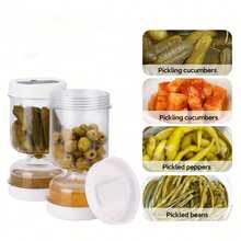 Large Capacity Pickle Jar ,Sealed Pickle Jar- Plastic Leak-Proof Pickling Storage Container With Dry-Wet Separation Design For Camping, Dining, And Refrigerator Use - Kitchen Essential Gadget - For Home Cooks & Food Enthusiasts - Perfect For Pickling & Storing Vegetables, Home Decor, Party & Christmas Storage