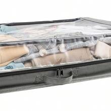 MU:4LIFE Set de 2 Bolsas de Almacenamiento Bajo la Cama con Ruedas Empotradas que No Ocupan Más Espacio, Asas y Ventana Transparente, Organizador Multiuso para Ropa, Zapatos y Juguetes (Gris) - gris - Ver 2