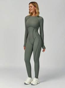 MASKERT 女士运动服瑜伽服连体裤跑步运动健身服高弹瑜伽服居家休闲舒适亲肤