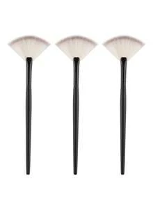 Pennello da trucco professionale fatto a mano, pennello per illuminante e ombretto a ventaglio piccolo in nylon morbido, pennello da trucco con manico in ebano - nero - Visualizzare 10