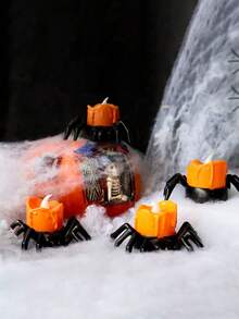 Halloween LED Pumpkin & Spider Candle Set - 2/6pcs Flameless Flickering Tea Lights For Festive Home Decor, Party Ambiance & Holiday Celebrations