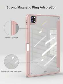 纯色Y型折叠式保护套，兼容iPad 11（A16 2025），多角度支架，笔槽，亚克力后盖，防弯折，磁吸式自动休眠/唤醒功能，适用于iPad第十代（2022），包含镜头保护膜，也适用于iPad Air 4/Air 5/Air 11（M2）/Air 11（M3）2025、iPad第七/八/九代（10.2英寸）以及iPad Pro 11（2018、2020、2021、2022），PU皮革材质，粉色 - 粉色 - 查看 6