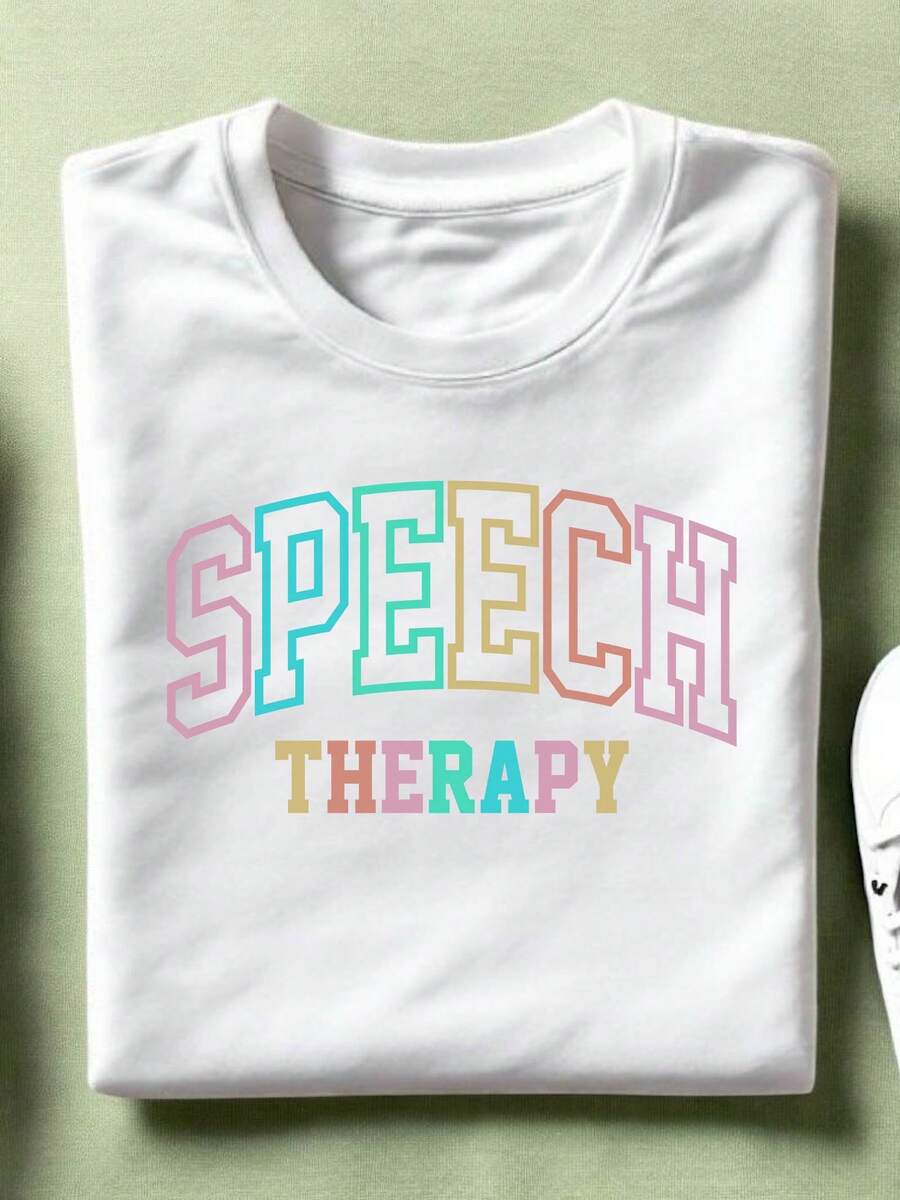Speech Therapy Shirt, Speech Pathologist T-Shirt, Speech Therapists Gifts, Mental Health Shirts, Speech Language Therapy T-Shirts, TC-3183 - 白色 - 查看 1