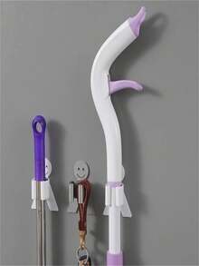 1pc Mop Rack, Smiling Mop Rack, Multi-Functional Mop Hook, Bathroom Mop Hook, Traceless Wall Glue Hook,Bathroom Accessories - Multicolor - View 7