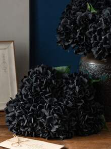 MEHELANY 1 cành hoa cẩm tú cầu bằng lụa giả cao cấp, dài 45 cm, dùng để tự làm bó hoa cưới, trang trí tiệc, nhà cửa, nhà bếp, sân vườn, khách sạn, văn phòng, các ngày lễ mùa xuân, vòng hoa cưới. - màu đen - Xem 3