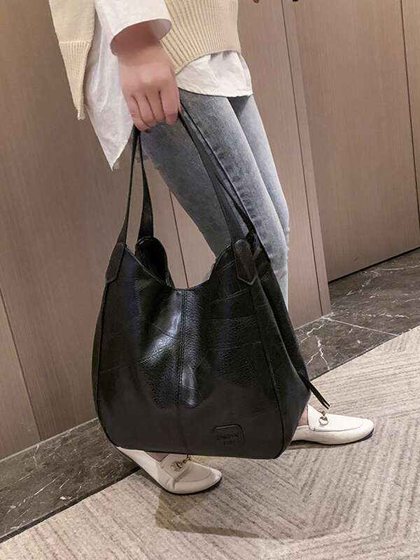 Korean Style Campus Underarm Bag For Women, Multi-Compartment Tote Bag, Minimalist Large Capacity Commuter Bag, Casual Shopping Bag, 2025 New Arrival