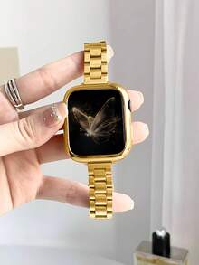 二合一套装：14mm窄款金色金属表带，兼容Ultra/Series 3/2/1/SE/S10/S9/S8/S7/S6/S5/S4/S3/S2/S1，适合38mm/40mm/41mm/44mm/45mm/46mm表壳，金色女士表带，兼容表壳。