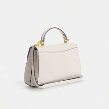 Coach Eliza Leather Crossbody Bag For Women Top Handle Clutch Purse Flap Closure Handbag Purse Ladies White Minimalist Bag With Detachable Strap,CP006 IMCHK - White - View 4