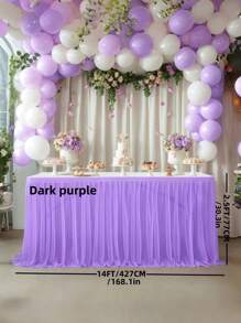 4pcs/1pc Pleated Solid Color Tableskirt, Suitable For Rectangular, Square, Round Tables, Ruffled Tablecloth, Wrinkle-Resistant And Easy To Clean, Applicable For Birthday Cake Table Decor, Banquet And Wedding Party, Bridal Shower, Various Party Celebrations