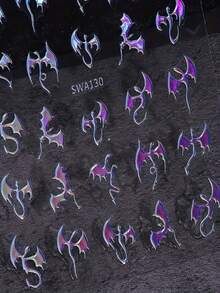 Pegatinas de uñas holográficas 3D de dragón, calcomanías de arte de uñas de dragón de metal dorado y plateado, suministros para fiestas con tema de fantasía punk, artesanía exquisita, deslizadores con textura brillante para decoración de uñas, adecuado para mujeres, joyería de arte de uñas, accesorios de arte de uñas DIY