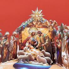 1pc Classic Nativity Of Jesus Scene 3D Greeting Card, Home And Party Atmosphere Decorative Items,Birthday Card, Wedding Gift Card, Surprise Gift For Friends, Gift For Mother, Gift For Parents, Suitable For All Kinds Of Festival, Celebration & Parties