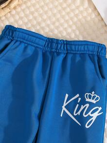 3pcs/Set Young Boy Letter Print Casual Pants, Autumn/Winter Sports Trousers