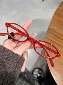 1pc Fashionable And Elegant Women Oval Eyeglasses Frame, Lightweight And Portable, Exquisite Design