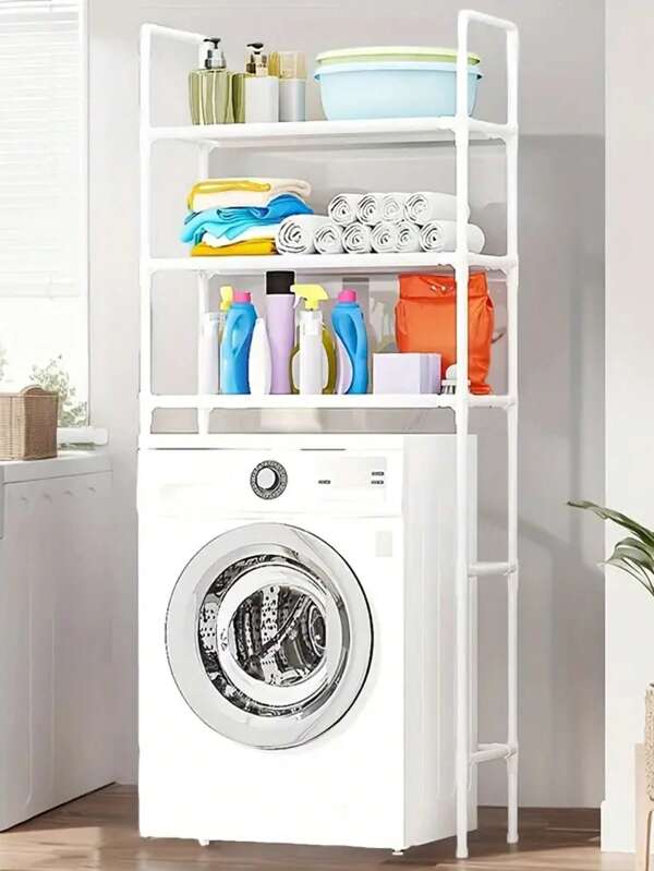 3-Tier Independent Bathroom Storage Rack With Tissue Holder And 3 Hooks, Vintage Brown/Black/White Heavy Duty Bathroom/Toilet/Shower Organizer Shelf, Bathroom Accessories, Room Decor