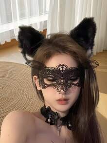 10 piezas Máscara de encaje para los ojos, máscara de encaje sexy para fiestas, cosplay, regalo íntimo - Negro - Ver 6