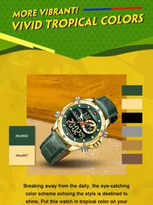 NAVIFORCE Luxury Men Quartz Watch Military LED Digital Waterproof Wristwatch Sport Chronograph Male Clock - Gold - View 5