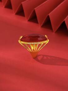 1入長款女戒，由玻璃材質製成，類似紅寶石，開口可調節，奢華性感，適用於派對，求愛，節日禮物