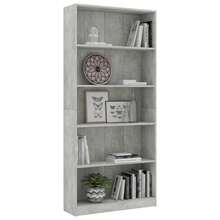 Bücherregal 5 Fächer Betongrau 80x24x175 cm Holzwerkstoff - Grau - Übersicht 2