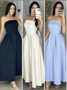 Elegant Long Tailored Dress - 白色 - 查看 5