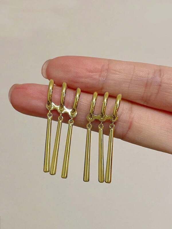 1pc Anime Style Unisex Earrings, Single Piercing Can Wear 3 Pendants, Unique Design Long Tassel Earrings, Suitable For Cosplay, Daily Wear