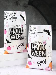 10/25/50Pcs Halloween Gift Bag With Handle,Pumpkin,Ghost,Bat Design Hand-Held Gift Wrapping Bag,Cute Halloween Gift Packaging Bag,Halloween Candy Bag,Halloween Snack Food Storage Bag,Halloween Party Favor Bag,Tote Bag,Trick Or Treat Decoration For Halloween,Halloween Party Decorations,Happy Halloween Decor,Festival Home Gathering Favors,Organization And Storage