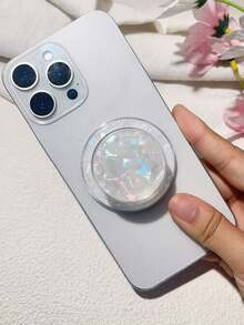 Soporte magnético para teléfono con patrón de concha de colores, pegatina de soporte de teléfono con textura de concha brillante, diseño creativo