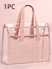 Questa borsa portadocumenti di grandi dimensioni, portatile, trasparente e impermeabile è realizzata in materiale PVC autoadesivo e presenta un design espandibile. È adatta a varie occasioni, come Ringraziamento, Ognissanti, matrimoni, anniversari e per gli studenti. Può essere utilizzata per riporre forniture per ufficio, libri, cosmetici, prodotti per la cura della pelle e altro ancora.