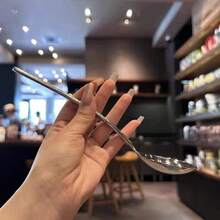 Edelstahl Hammerschlag-Textur koreanischer Stil Langstiel Löffel, Dessert Esslöffel, Haushalts Rundkopf Esslöffel, Suppenlöffel