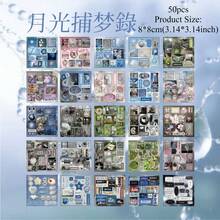 1 本 50 件古代风格元素贴纸书手机贴纸物件装饰贴纸手册材料贴纸优质防水乙烯基贴纸适用于剪贴簿、日记本和笔记本电脑 - 耐用且装饰性的成人剪贴簿用品贴纸书架透明贴纸书封口书贴纸书 - 彩色 - 查看 12