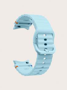 1pc Light Blue Silicone Contrast Stitching Wavy Design Smart Watch Band Compatible With Samsung Galaxy Watch 4/5/6/7 40mm/42mm/43mm/44mm/45mm/46mm/47mm/5 Pro