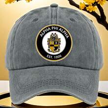 Alpha Phi Alpha Fraternity Washed Baseball Cap, Polyester, Adjustable Size, Lightweight, Printed Occasion Theme, Machine Washable, Multi-Color Options - 黑色 - 查看 12
