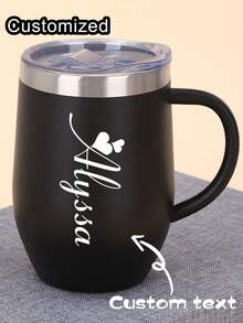 1pc Custom 12oz Stainless Steel Vacuum Insulated Tumbler With Handle Personalized Wine Tumbler - Personalized Egg-Shaped Cup, Modern, Bohemian, Perfect Birthday Gift For Lover, Girlfriend, Mother, Father, Ideal For Valentine's Day, Anniversary, Christmas, Thanksgiving,Multi-Functional, Ornamental,Reusable,Exquisite, - Multicolor - View 3