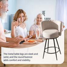 Bar Stools Set Of 2, 27" Tufted Modern Counter Height Bar Stools, Upholstered Barstools With Back & Footrest Metal Legs, Stools For Kitchen Island, Counter, Cafes, Dining Room (Beige) - Màu be - Xem 6