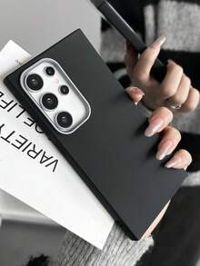 极简时尚白色、灰色、黑色仿皮纹理手机壳，防指纹、防水、防汗，超薄柔软触感，手机保护套，兼容三星 17 Pro Max、13/14/15/16/16 Plus/16 Pro Max - 黑色 - 查看 9