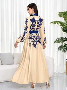 女士优雅碎花收腰连衣裙（随机印花）