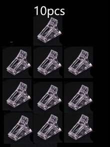 10个塑料指甲夹，水晶胶固定夹，指甲模具，美甲工具，指甲板，延长胶，塑形夹