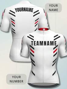 Custom Men Cycling Jersey With Number Name Logo Personalized Full Zip Road Bike Shirt 3 Rear Pockets Biking Shirts - White - View 2