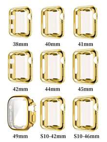 二合一套装：14mm窄款金色金属表带，兼容Ultra/Series 3/2/1/SE/S10/S9/S8/S7/S6/S5/S4/S3/S2/S1，适合38mm/40mm/41mm/44mm/45mm/46mm表壳，金色女士表带，兼容表壳。