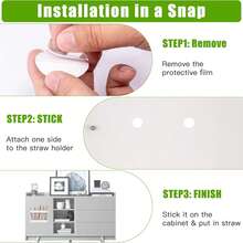 Acrylic Straw Holder For Cabinet Door - Reusable Tumbler Straw Organizer Storage, Small Kitchen Accessories Container, Ultra Sticky Cupboard Door Mounted