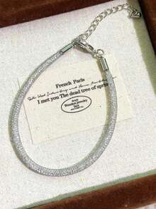 1 chiếc vòng tay chuỗi dệt nhấp nháy trang sức nữ cho phụ nữ bạc 925 vòng tay tinh tế quà tặng trang sức cao cấp cho bạn gái trang trí hẹn hò hàng ngày cho chị em tình bạn - Vòng tay bện - Xem 7