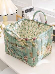 Panier de rangement matelassé à imprimé floral, panier à linge, grande capacité, portable, pliable, panier à goûter, grand panier carré, doux, rustique, chic, pour vêtements sales, essentiels du quotidien pour femmes et filles, panier de rangement pour cosmétiques, jouets, produits de soins de la peau, rangement de maquillage pour femmes, panier de rangement multifonctionnel, organisateur de cosmétiques, décoration d'intérieur, salon, chambre à coucher, salle de bain, convient pour toutes les saisons - Multicolore - Voir 18