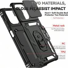 For IPhone 17 16 15 14 13 12 11 Case, With Slide Camera Cover HD Screen Protector Magnetic Ring Holder Kickstand Protective Phone Case For  Moto, Black - 黑色 - 查看 8